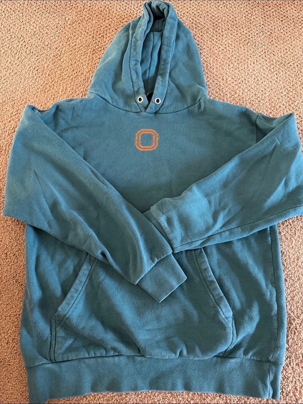 Overtime OT Men’s Small Teal Hoodie Sweatshirt Kangaroo Pocket Logo Graphic